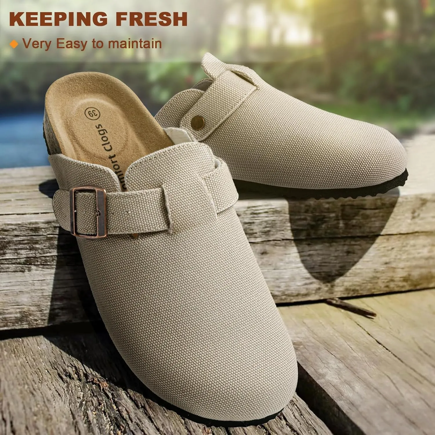 BULLIANT Women Clogs-Comfortable Mules Slippers Sandals Nurse Shoes Unisex for Men-Cushioned Footed Flannel-Lined Upper