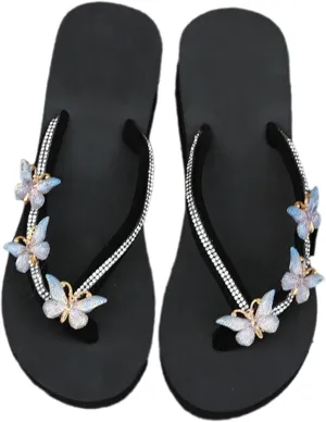 Butterfly Shoes, Butterfly Sandals Slippers, Ladies Stylish Summer Flip Flops Casual Rhinestone Butterfly Sandals Slippers