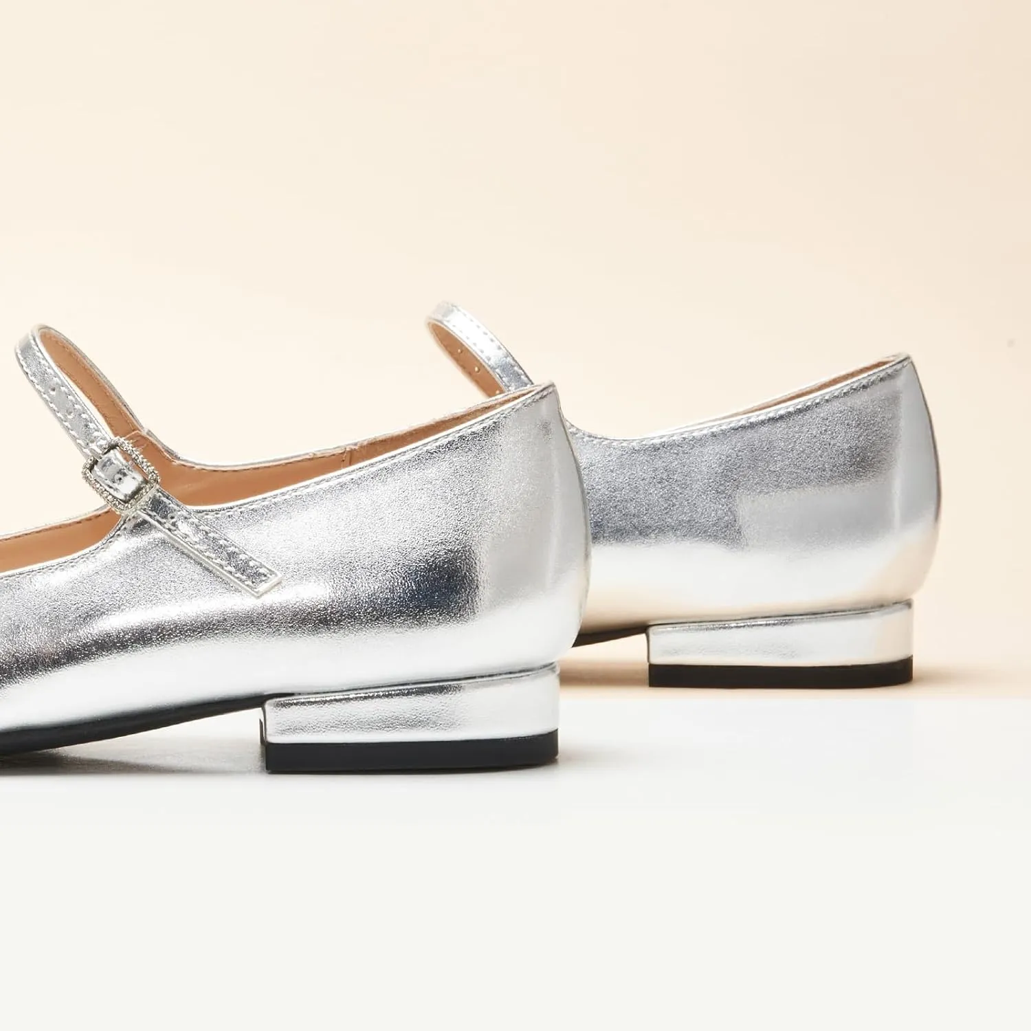C. Paravano Women's Mary Jane Flats | Almond Toe Leather Ballet Flats with Adjustable Strap, Dressy and Casual Shoes for Office,Travel,Bridal, Church,Business Meetings & Daily Wear
