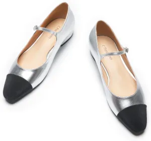C. Paravano Women's Mary Jane Flats | Almond Toe Leather Ballet Flats with Adjustable Strap, Dressy and Casual Shoes for Office,Travel,Bridal, Church,Business Meetings & Daily Wear