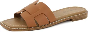 Camila 2 Cross Strap Sandals for Women – Faux Leather Sandals Women’s Summer Shoes – Comfortable Flat Sandals