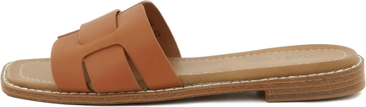 Camila 2 Cross Strap Sandals for Women – Faux Leather Sandals Women’s Summer Shoes – Comfortable Flat Sandals