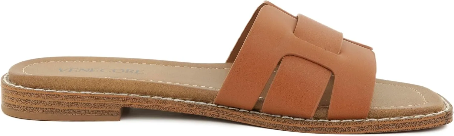 Camila 2 Cross Strap Sandals for Women – Faux Leather Sandals Women’s Summer Shoes – Comfortable Flat Sandals