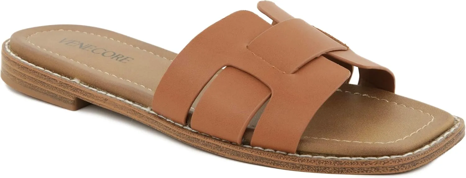 Camila 2 Cross Strap Sandals for Women – Faux Leather Sandals Women’s Summer Shoes – Comfortable Flat Sandals
