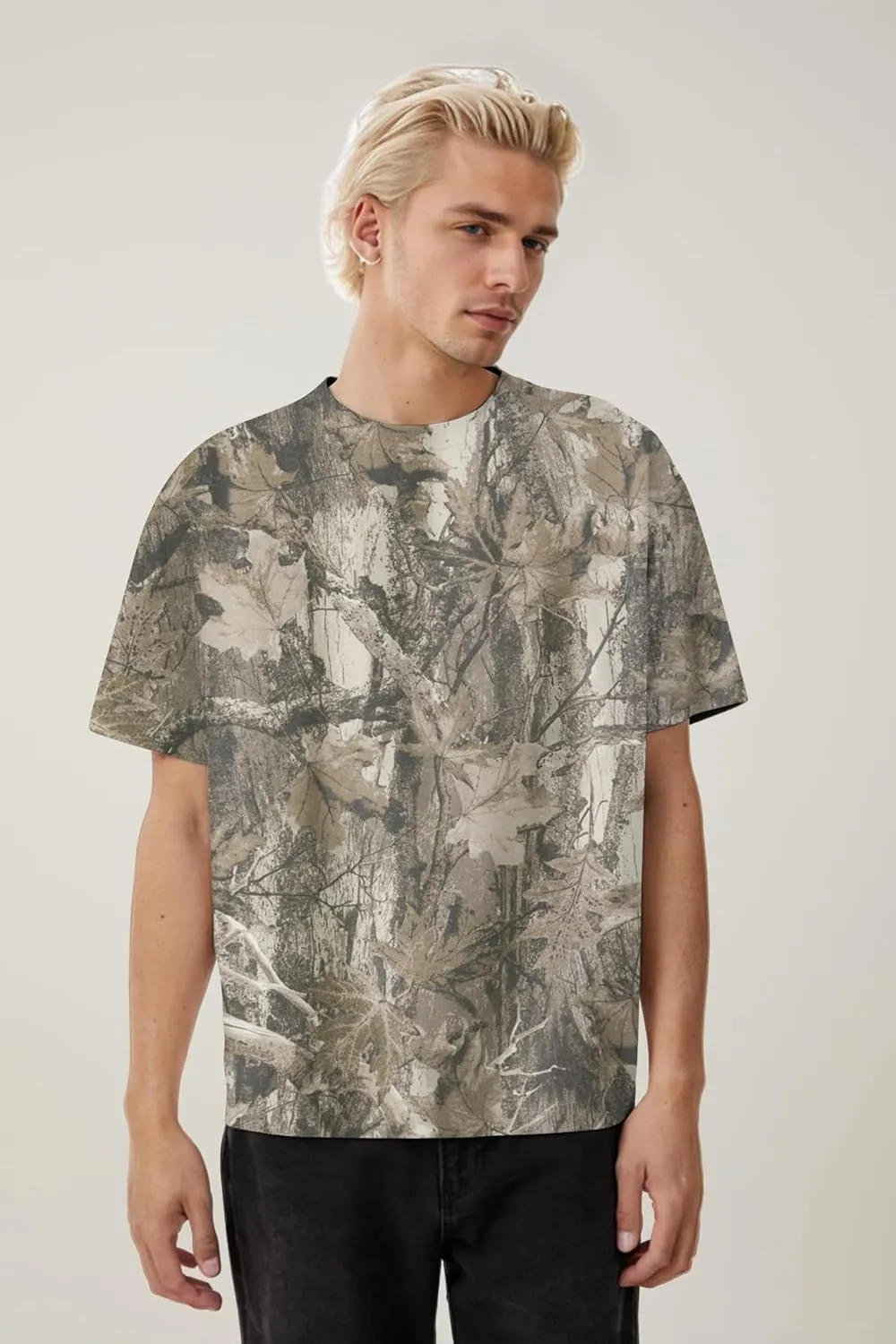Camo Shirt for Women Mens Maple Leaf Print Short Sleeve Crewneck T-Shirts Summer Oversized Tee Shirts Streetwear