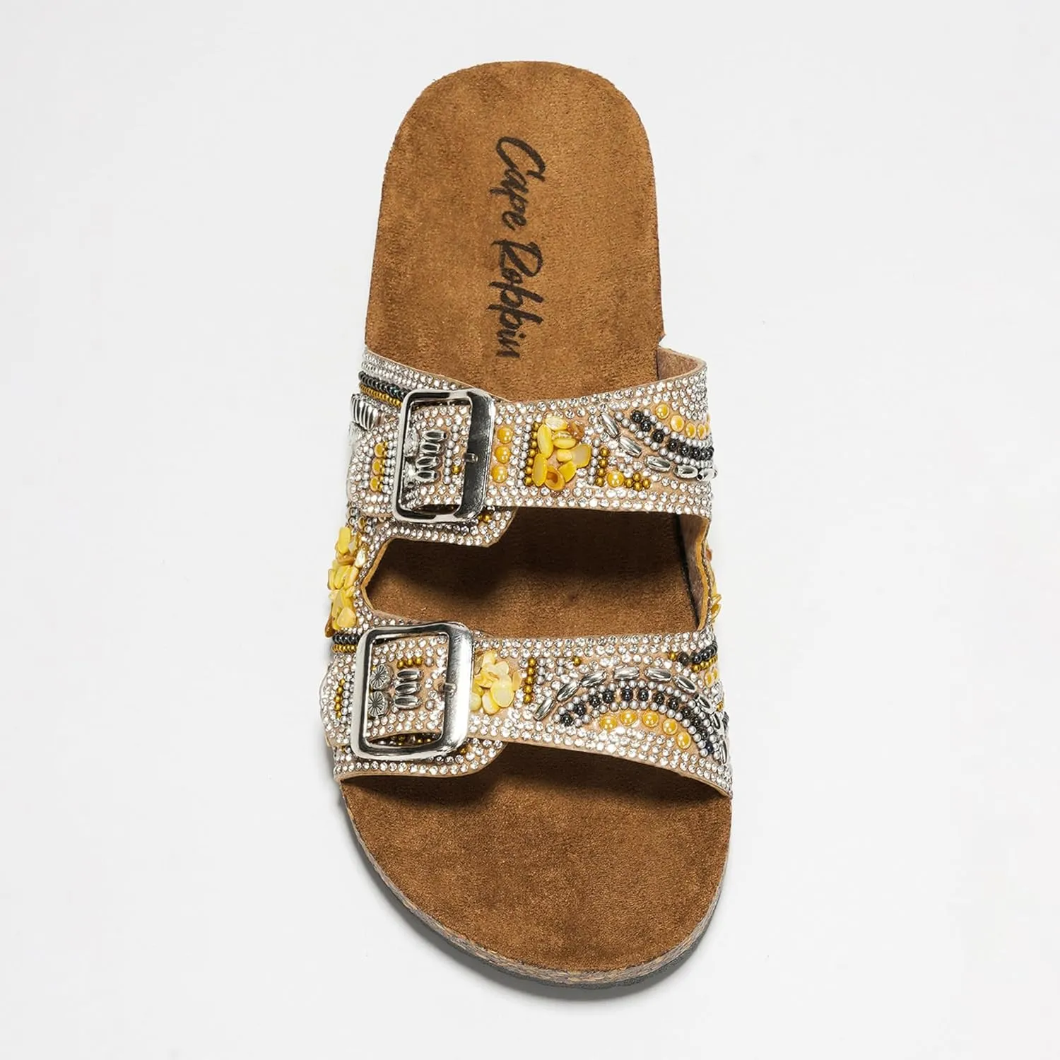 Cape Robbin Danita Rhinestone Buckle Cork Sandals (Danita)