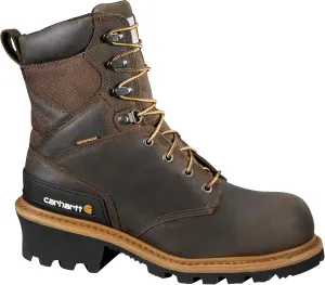 Carhartt 8” Waterproof Leather Logger Boot – Composite Toe Work Boots for Men with Goodyear Welt, Slip-Resistant Outsole, EH Rated