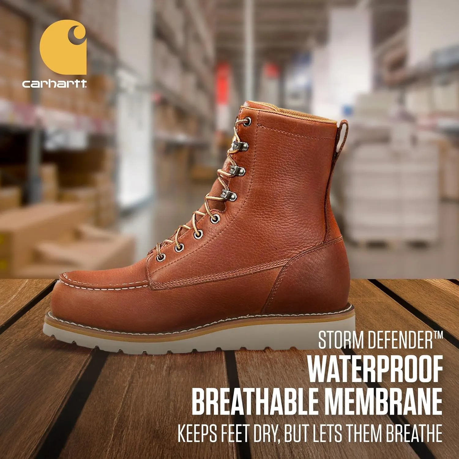 Carhartt Men's WP 8" Moc Steel Toe Construction Wedge Work Boot
