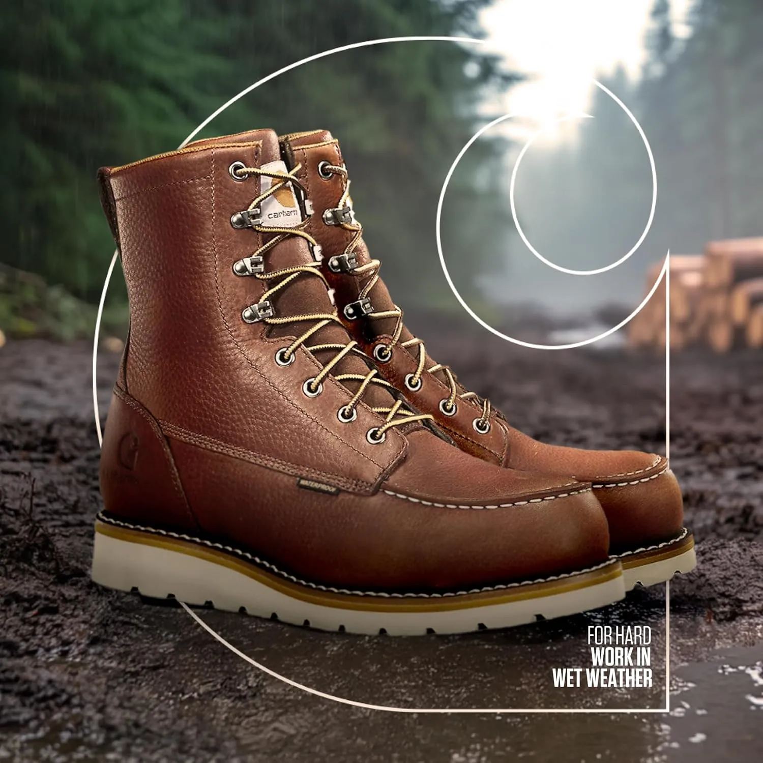 Carhartt Men's WP 8" Moc Steel Toe Construction Wedge Work Boot