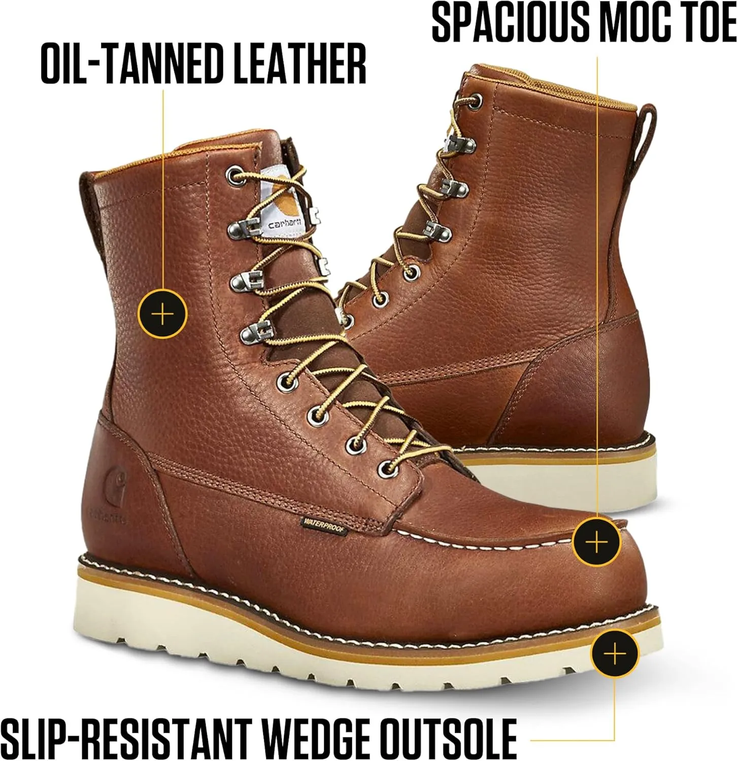 Carhartt Men's WP 8" Moc Steel Toe Construction Wedge Work Boot