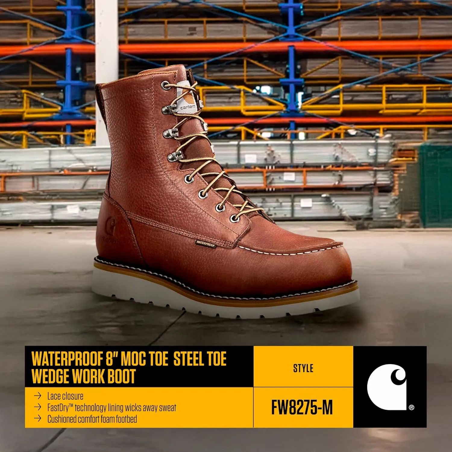 Carhartt Men's WP 8" Moc Steel Toe Construction Wedge Work Boot