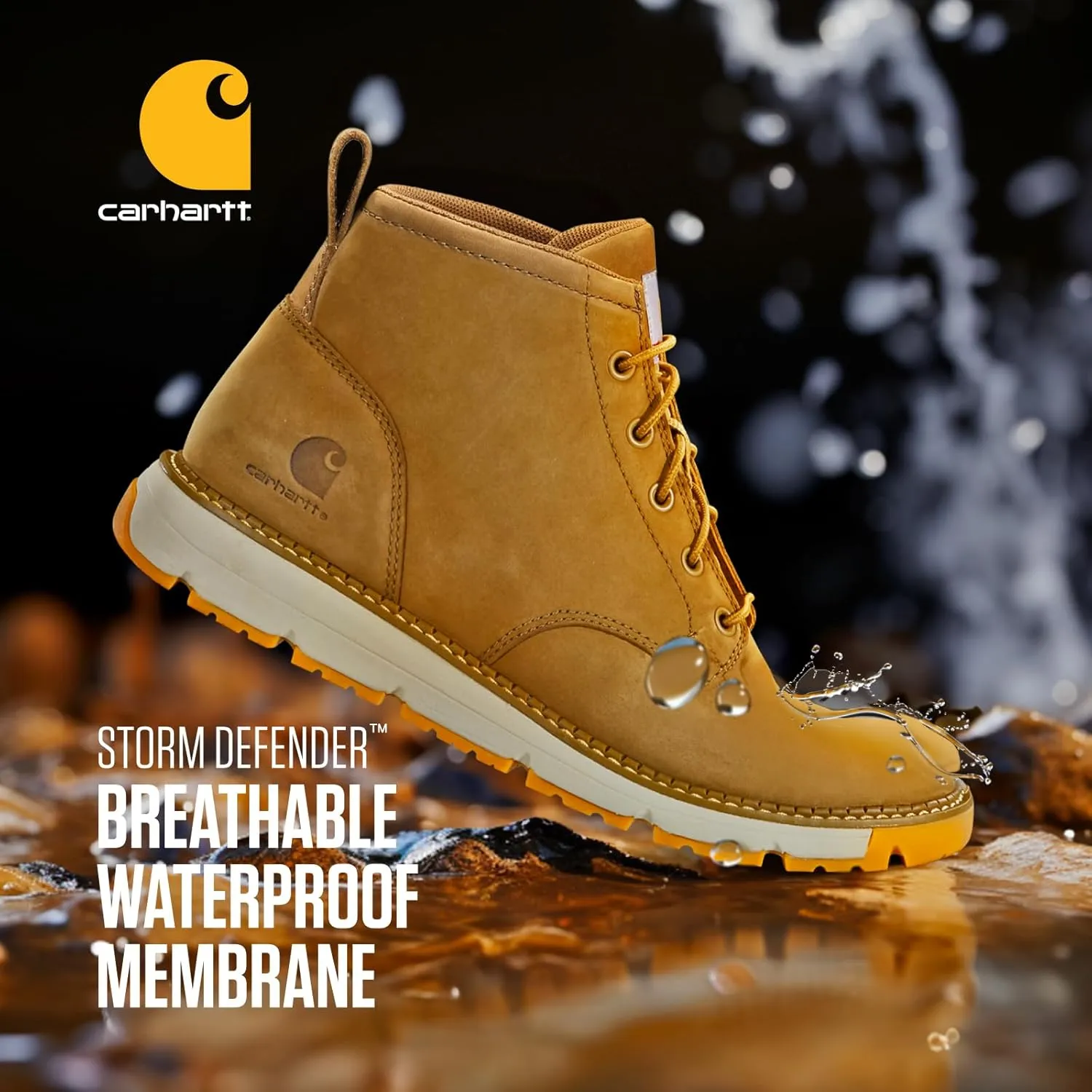 Carhartt Millbrook Waterproof Wedge Boot - Work Boots for Men, Slip & Electrical Hazard Resistant, with 5" Shaft, Breathable Membrane, and Lightweight EVA Midsole