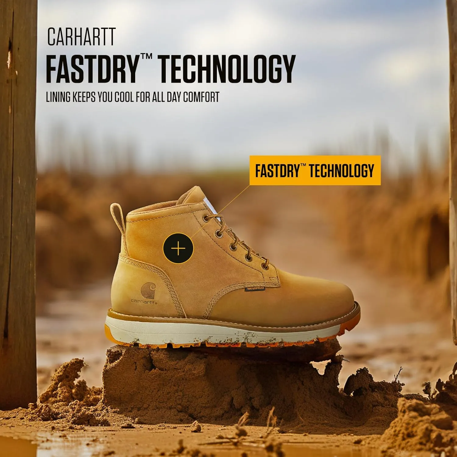 Carhartt Millbrook Waterproof Wedge Boot - Work Boots for Men, Slip & Electrical Hazard Resistant, with 5" Shaft, Breathable Membrane, and Lightweight EVA Midsole