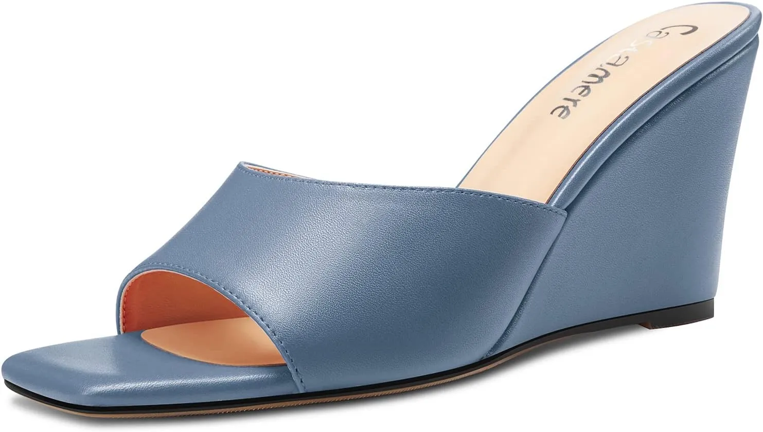 Castamere Women Mid Wedge Heel Open Toe Slip-on Mules Shoes Sandals Casual Party 3.2 Inches Heels