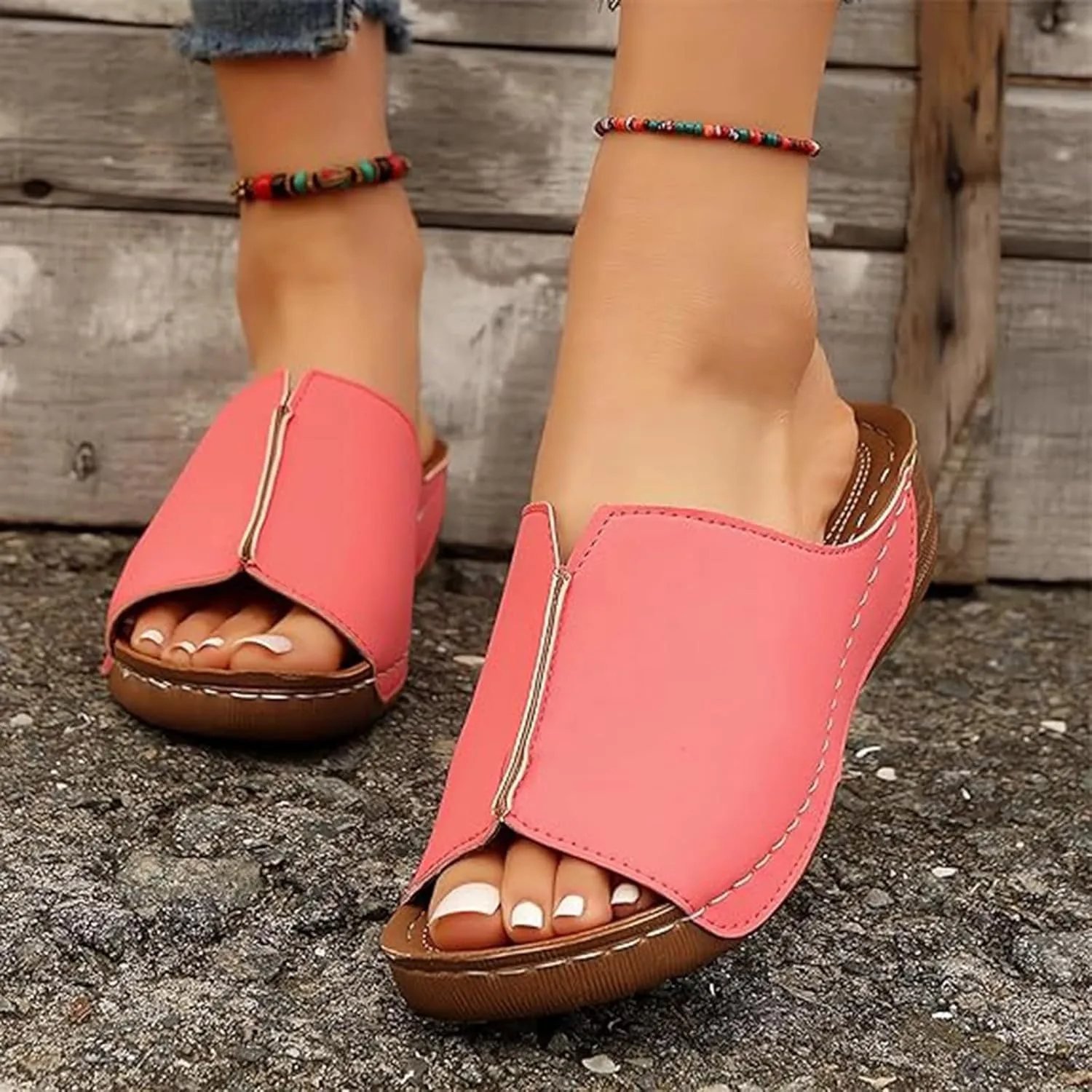 Cathalem Diabetic Sandals for Women, Women Flat Sandals Orthopedic Arch Support Walking Summer Sandals