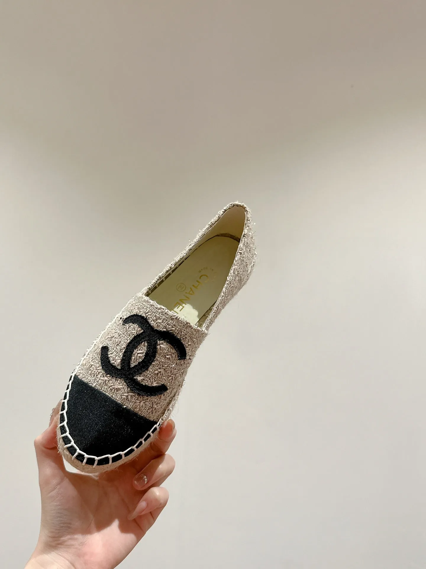 cc espadrilles dark beige cotton tweed