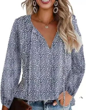CERYIWER Women's Short Sleeve Casual Shirts Boho Floral Print V Neck Tops Loose Blouses