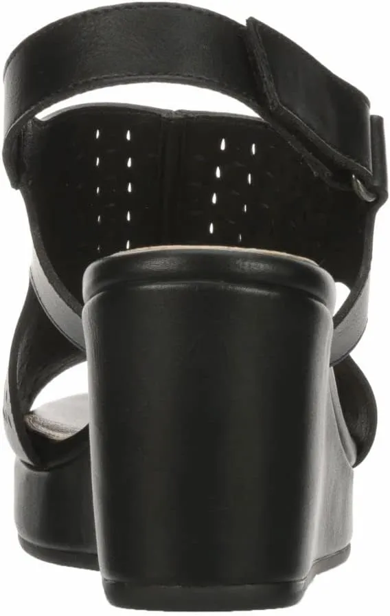 Claire - Women's Open Toe Leather Platform Ankle Strap Wedge Sandals