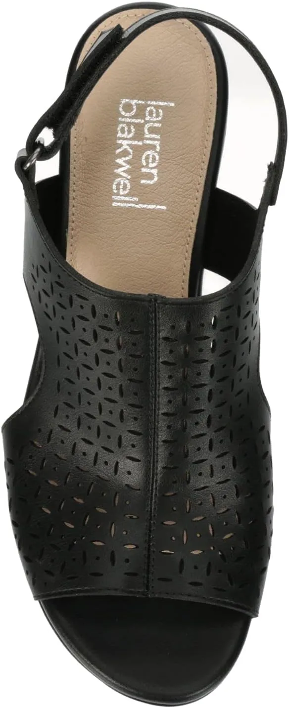 Claire - Women's Open Toe Leather Platform Ankle Strap Wedge Sandals