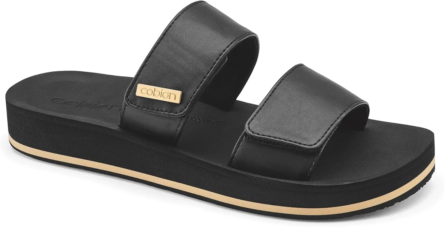 Cobian Women's Dana Rise Synthetic Leather Strap Slides Sandals