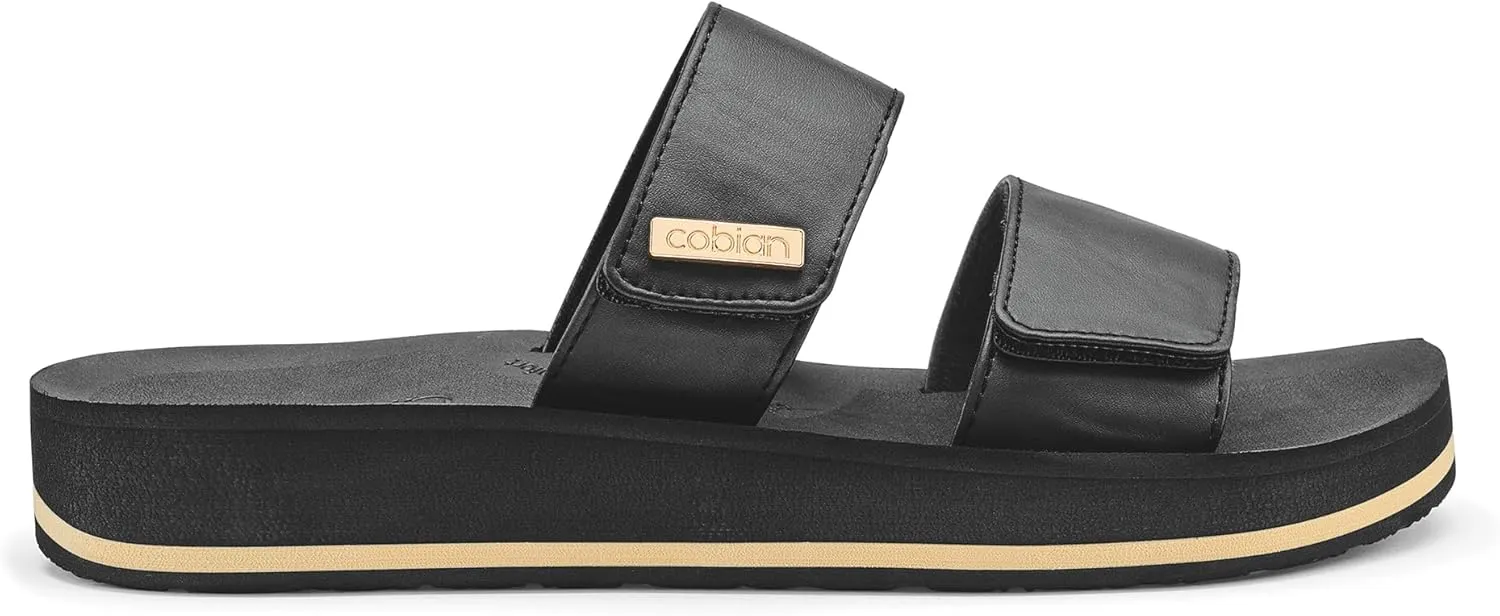Cobian Women's Dana Rise Synthetic Leather Strap Slides Sandals