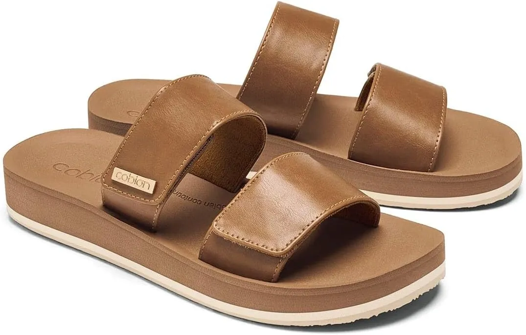 Cobian Women's Dana Rise Synthetic Leather Strap Slides Sandals