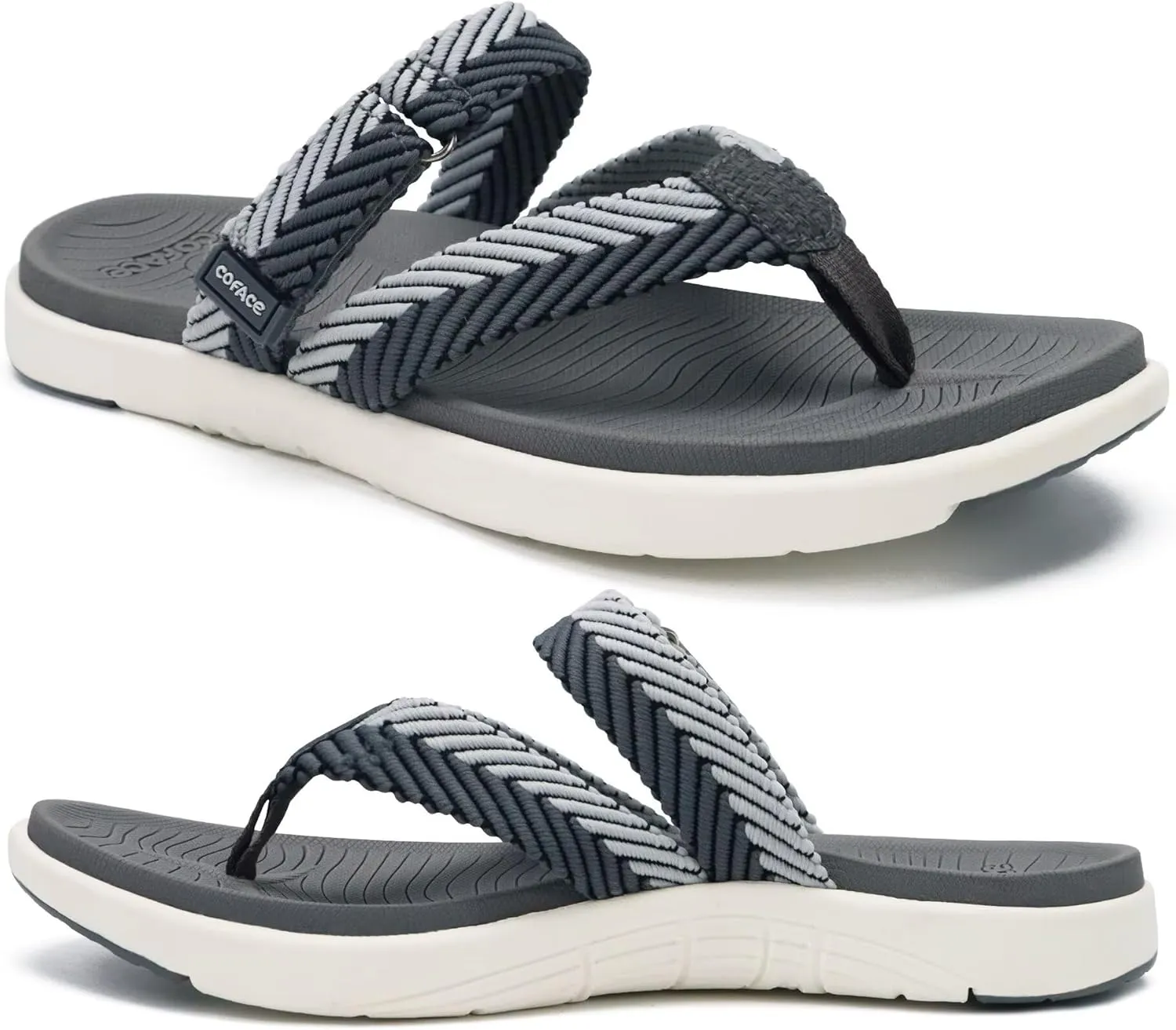 COFACE Womens Trendy Orthotic Flip Flops Lightweight Yoga Mat Thick Cushion Walking Thong Sandals Adjustable Slip On Slippers With Comfortable Plantar Fasciitis Arch Support