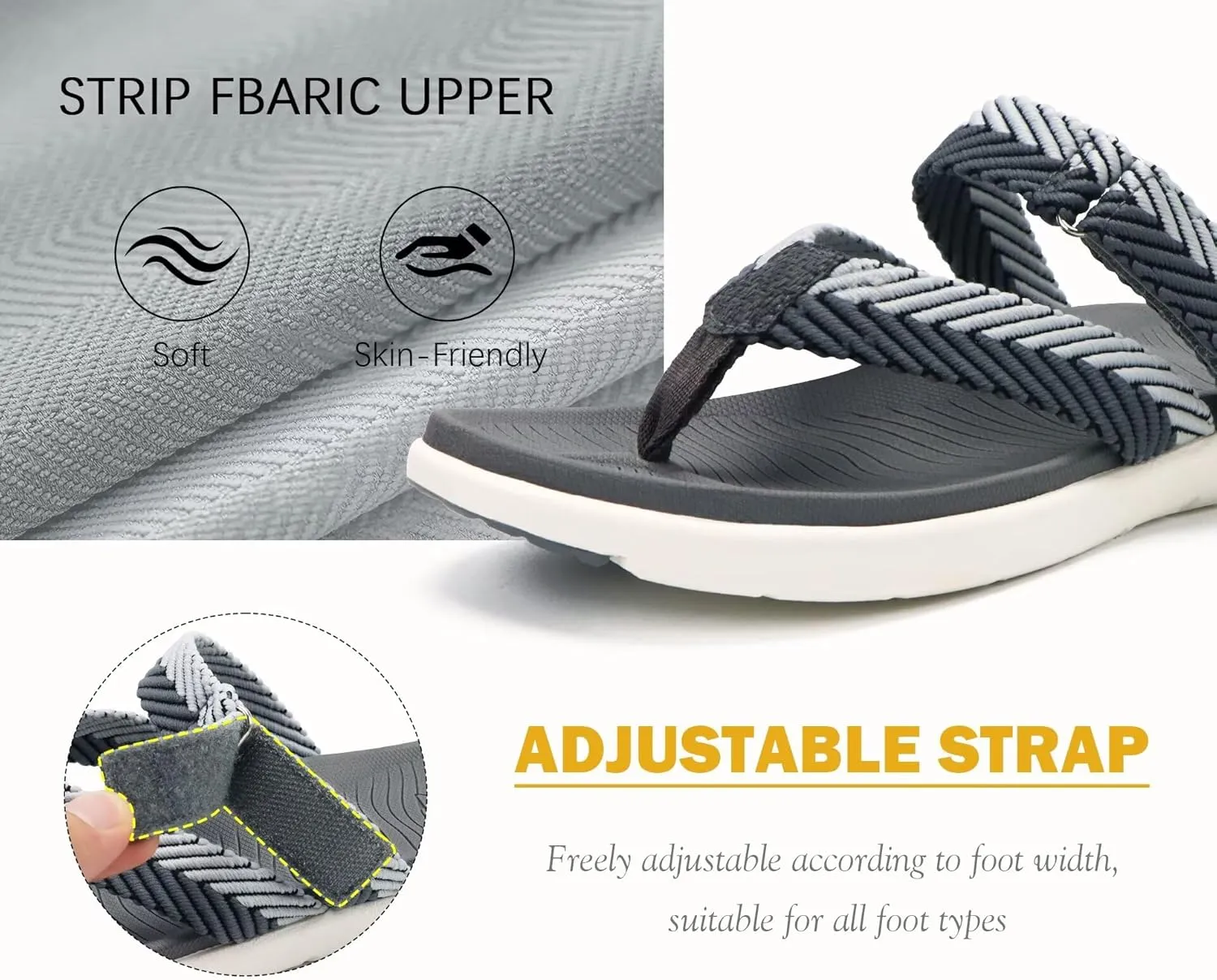 COFACE Womens Trendy Orthotic Flip Flops Lightweight Yoga Mat Thick Cushion Walking Thong Sandals Adjustable Slip On Slippers With Comfortable Plantar Fasciitis Arch Support