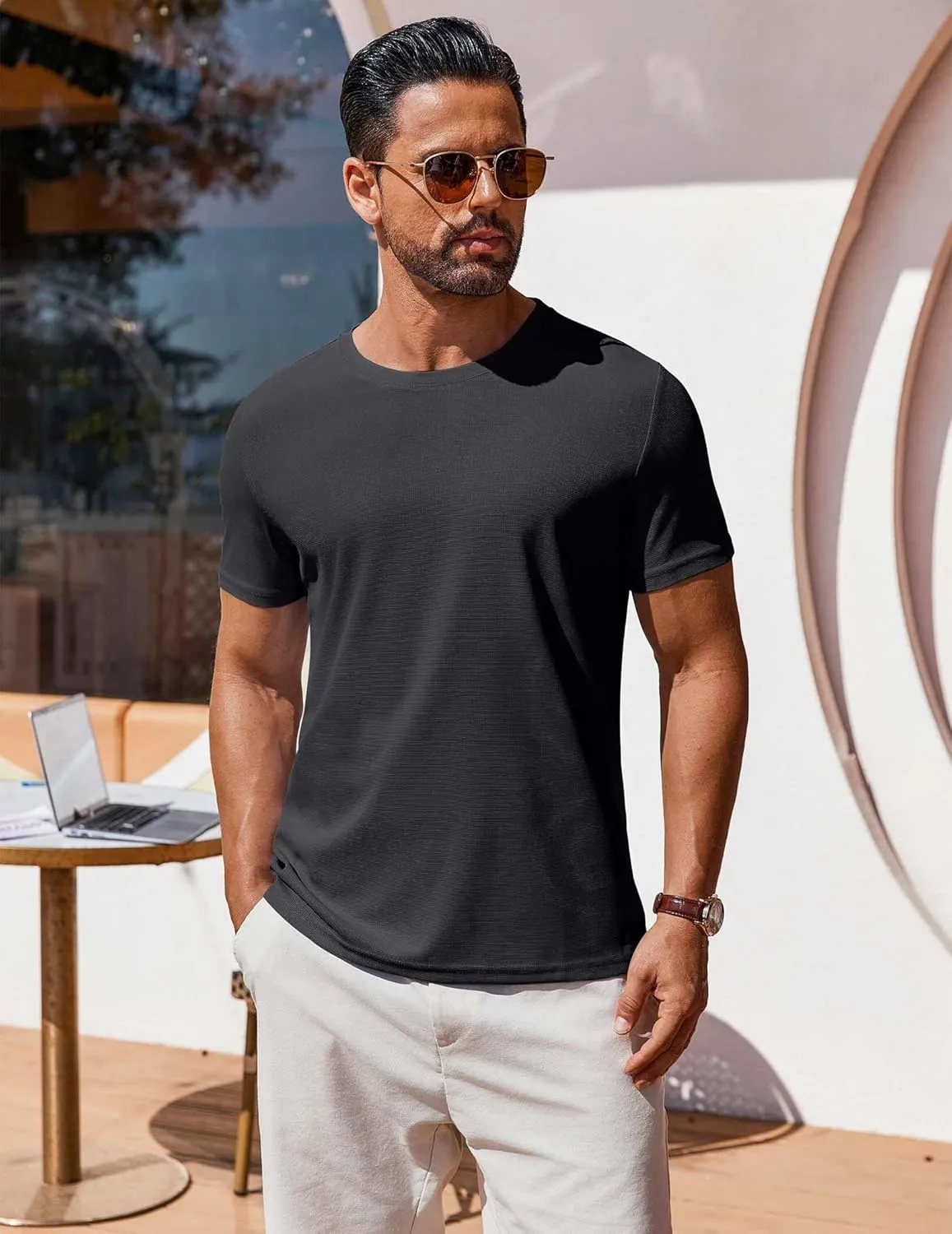 COOFANDY Men's T Shirt Short Sleeve Crew Neck T-Shirt Casual Summer Classic Basic Tee Shirts
