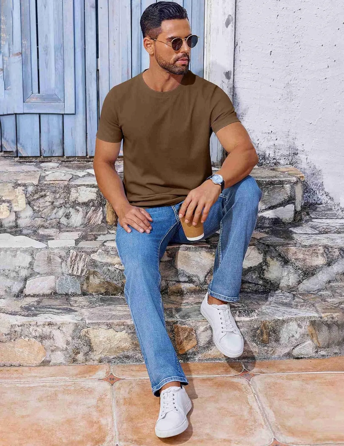 COOFANDY Men's T Shirt Short Sleeve Crew Neck T-Shirt Casual Summer Classic Basic Tee Shirts