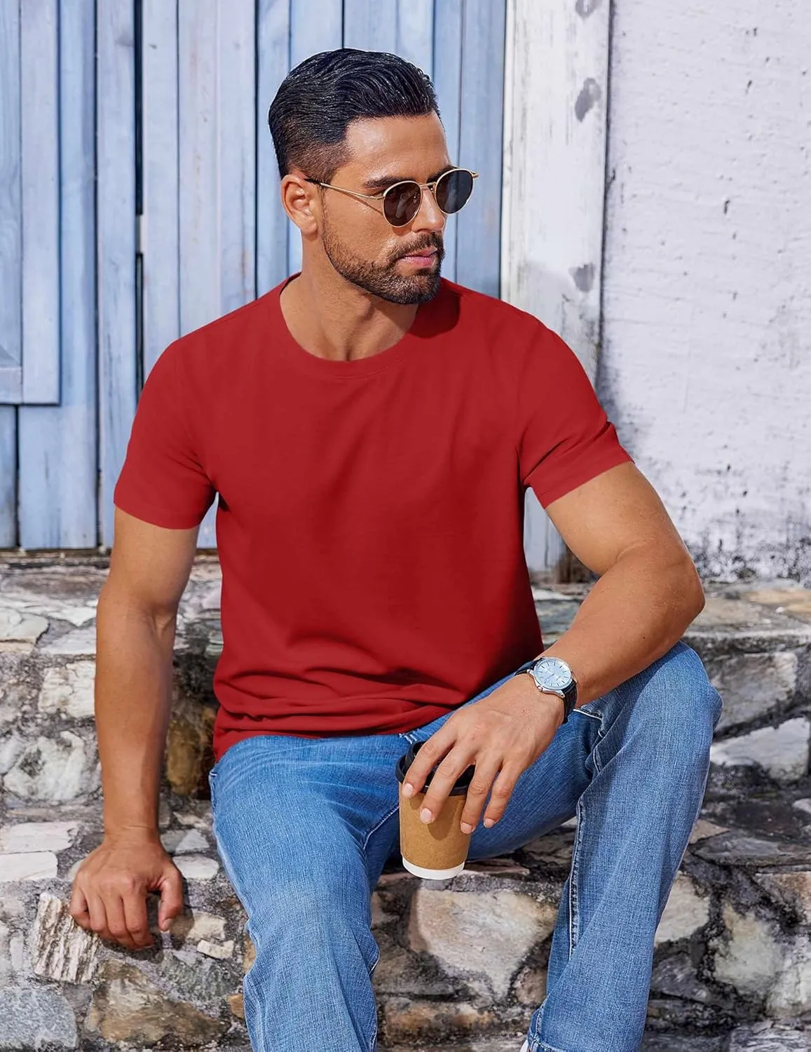 COOFANDY Men's T Shirt Short Sleeve Crew Neck T-Shirt Casual Summer Classic Basic Tee Shirts