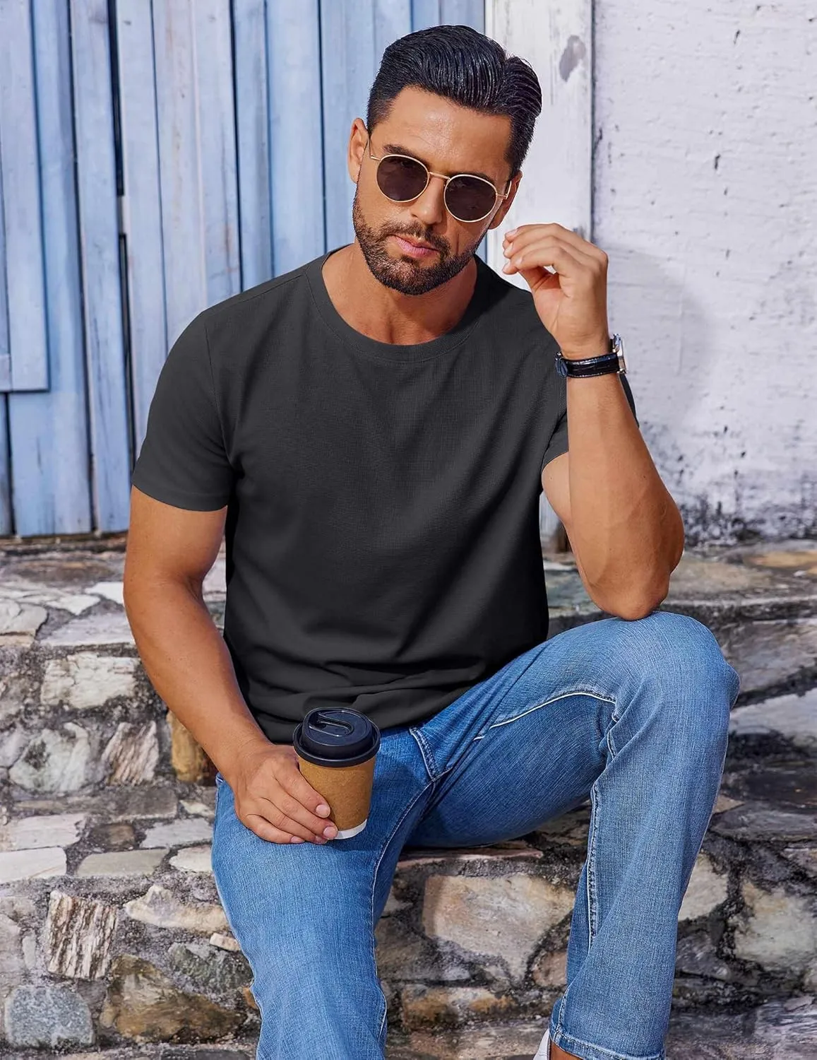COOFANDY Men's T Shirt Short Sleeve Crew Neck T-Shirt Casual Summer Classic Basic Tee Shirts