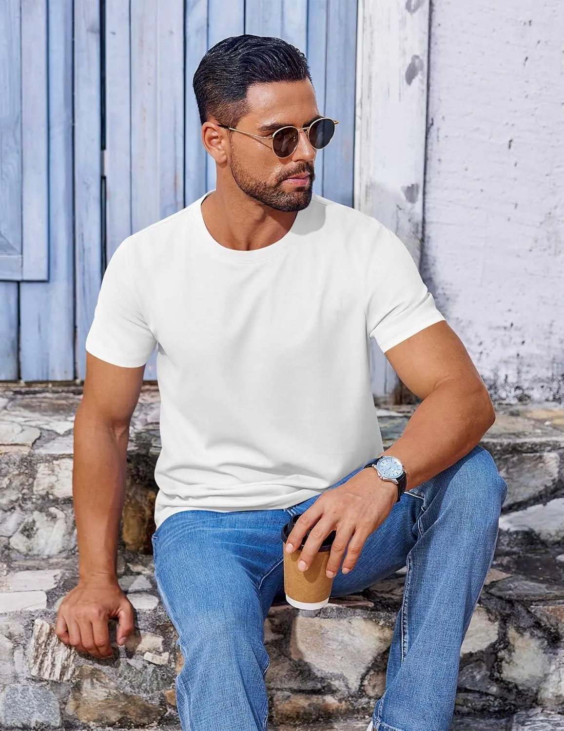 COOFANDY Men's T Shirt Short Sleeve Crew Neck T-Shirt Casual Summer Classic Basic Tee Shirts