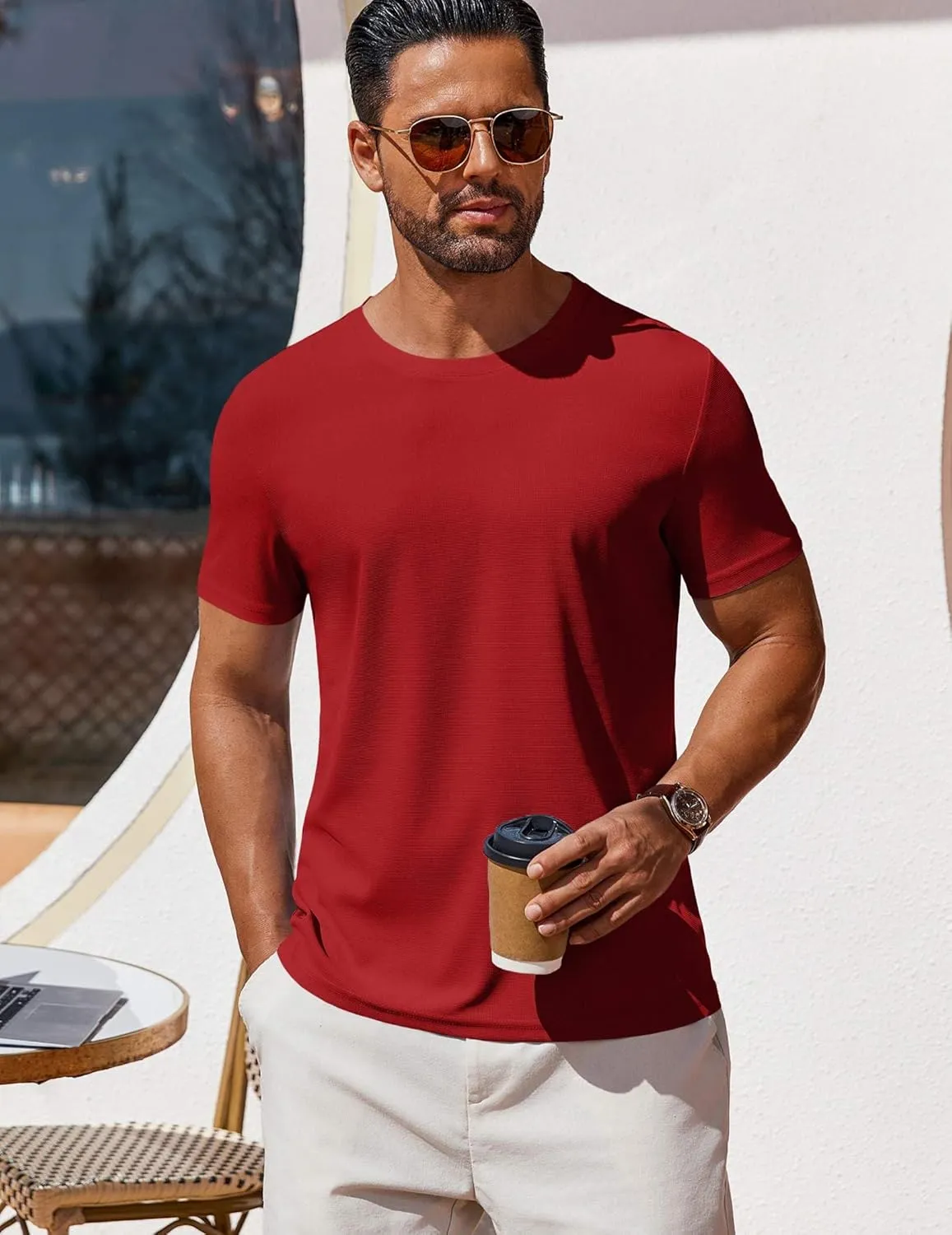 COOFANDY Men's T Shirt Short Sleeve Crew Neck T-Shirt Casual Summer Classic Basic Tee Shirts