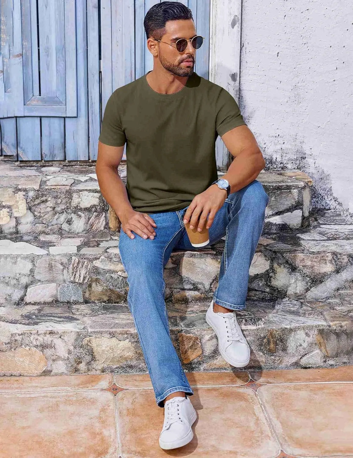 COOFANDY Men's T Shirt Short Sleeve Crew Neck T-Shirt Casual Summer Classic Basic Tee Shirts