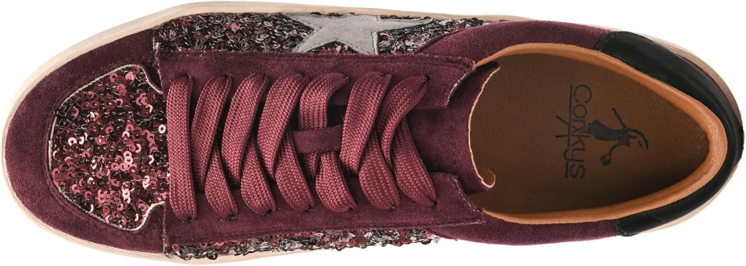 Corkys Footwear Hey Girl Womens Another Round Fashion Sneakers - Featuring a Star Patch and Studs On The Side, Lace-up Detail, and A Cushioned Footbed for All-Day Wear