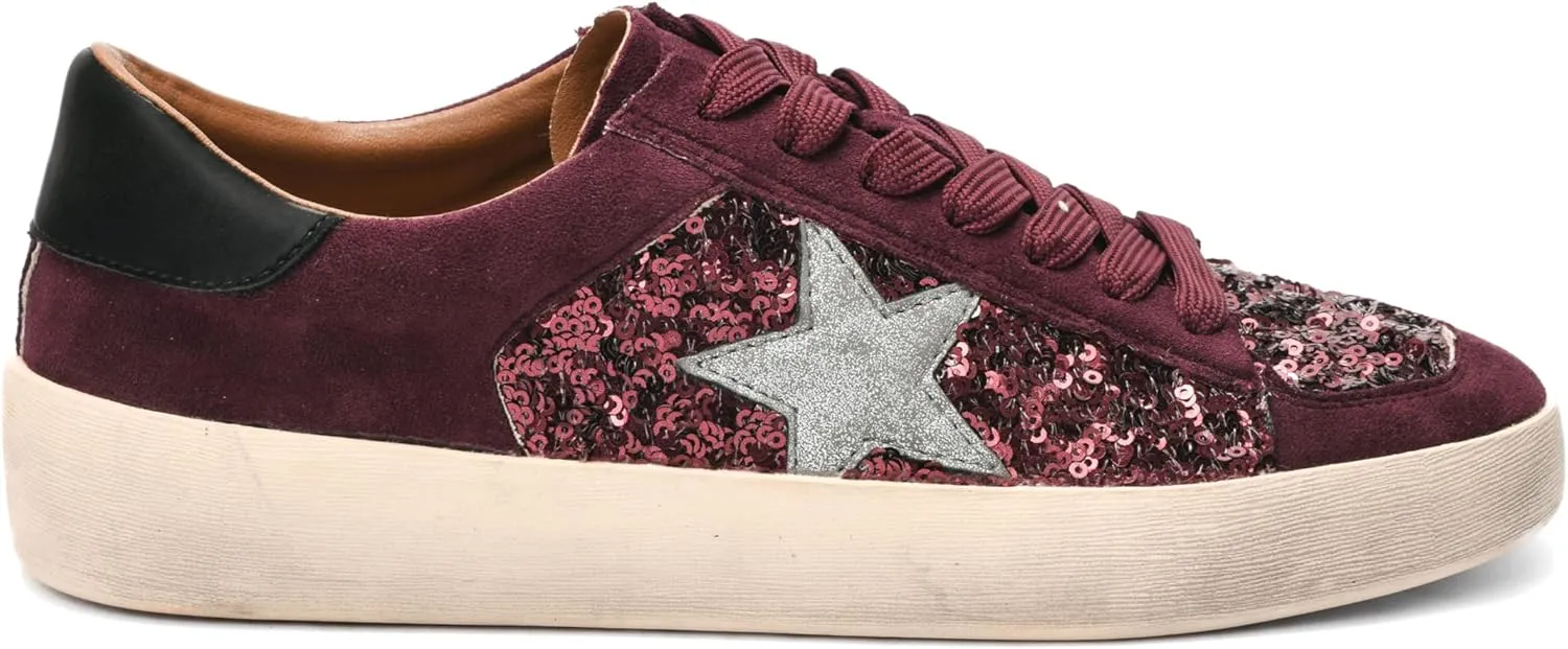 Corkys Footwear Hey Girl Womens Another Round Fashion Sneakers - Featuring a Star Patch and Studs On The Side, Lace-up Detail, and A Cushioned Footbed for All-Day Wear