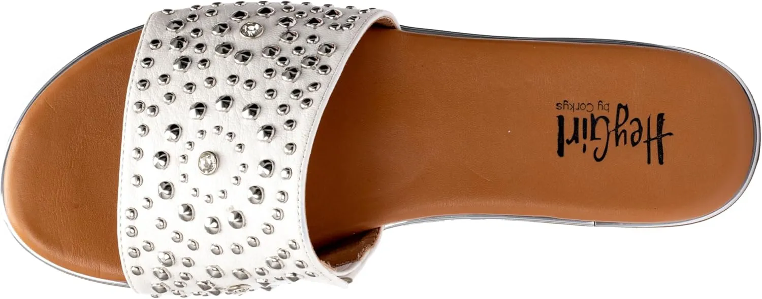 Corkys Footwear Hey Girl Womens Bail Money Sandal - Featuring a Studded Wide Strap With Elastic Gore, Metallic Rand Around the Bottom, and Cushioned Insoles