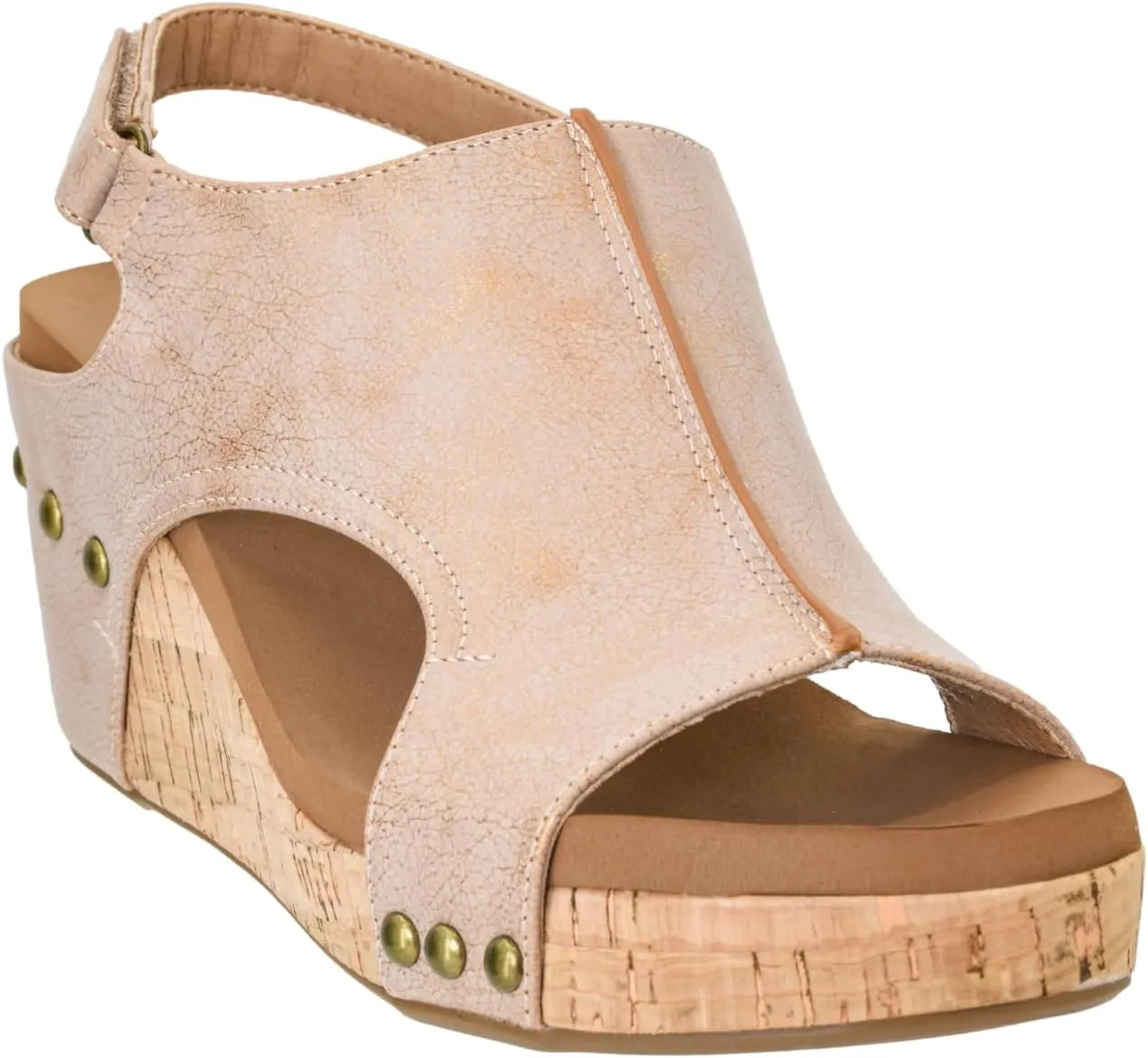 Corkys Footwear Womens Carley Wedges, Featuring Corkys EVA Foam Cushioned Insoles, A 2.5 Inch Heel, Lightweight For All Day Wear, And Hook And Loop Closure