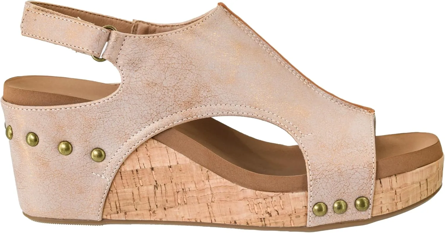 Corkys Footwear Womens Carley Wedges, Featuring Corkys EVA Foam Cushioned Insoles, A 2.5 Inch Heel, Lightweight For All Day Wear, And Hook And Loop Closure