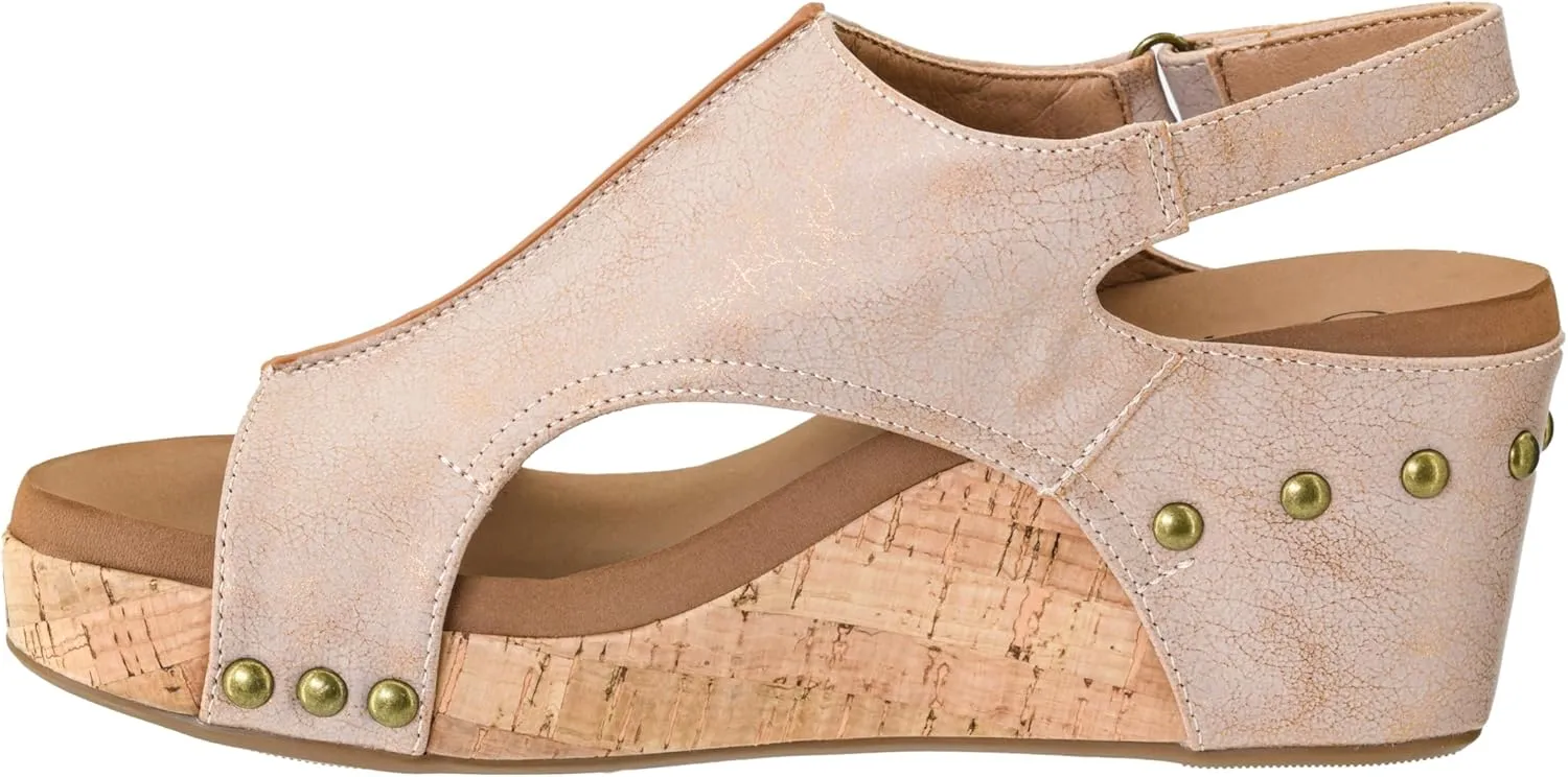 Corkys Footwear Womens Carley Wedges, Featuring Corkys EVA Foam Cushioned Insoles, A 2.5 Inch Heel, Lightweight For All Day Wear, And Hook And Loop Closure