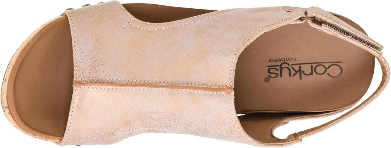 Corkys Footwear Womens Carley Wedges, Featuring Corkys EVA Foam Cushioned Insoles, A 2.5 Inch Heel, Lightweight For All Day Wear, And Hook And Loop Closure