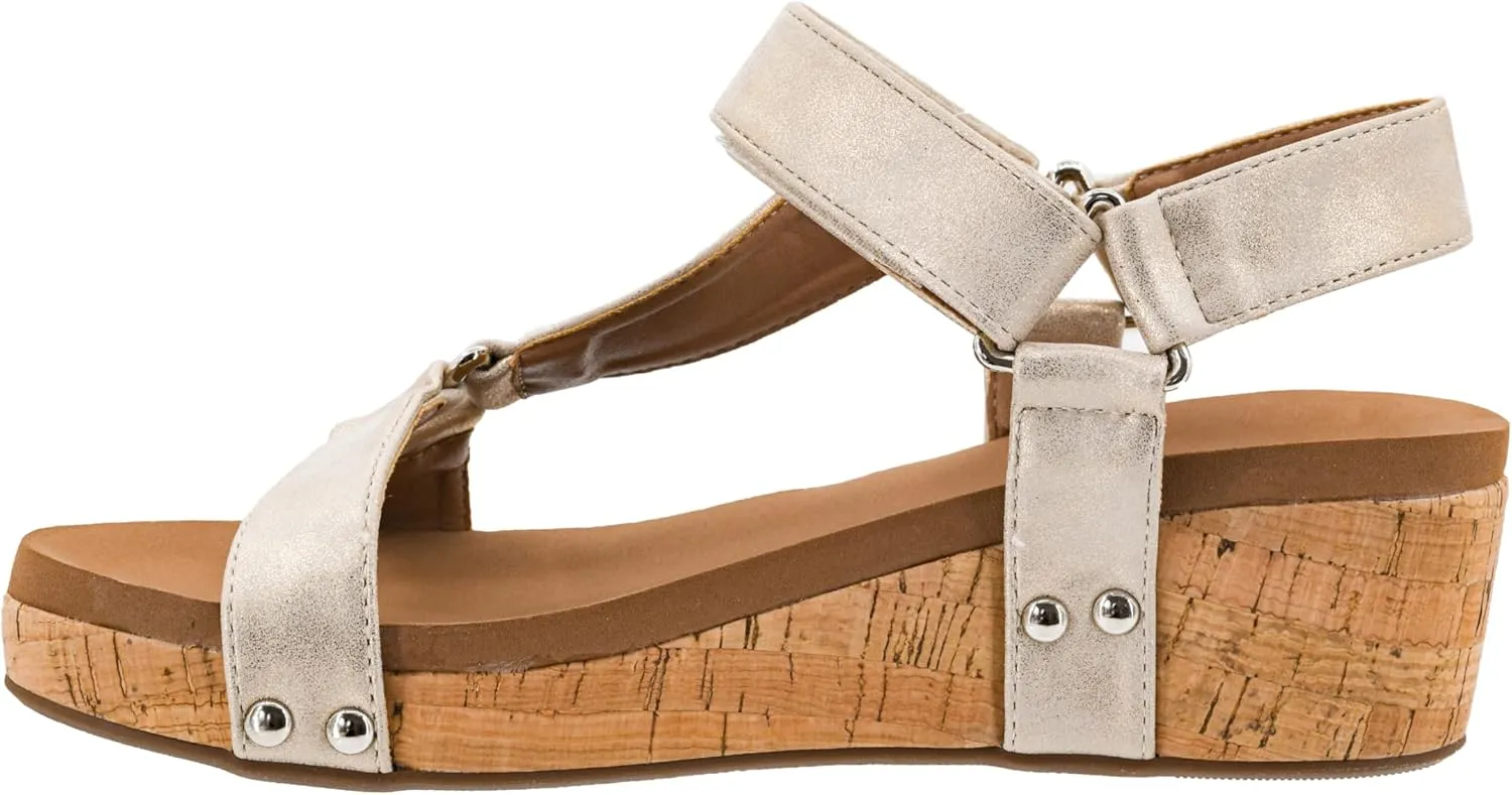 Corkys Footwear Women's Dont Tempt Me Strappy 2-Inch Wedge - Featuring Adjustable Comfort Straps, Soft Plush Cushioned Soles for Blissful Steps and All Day Wear