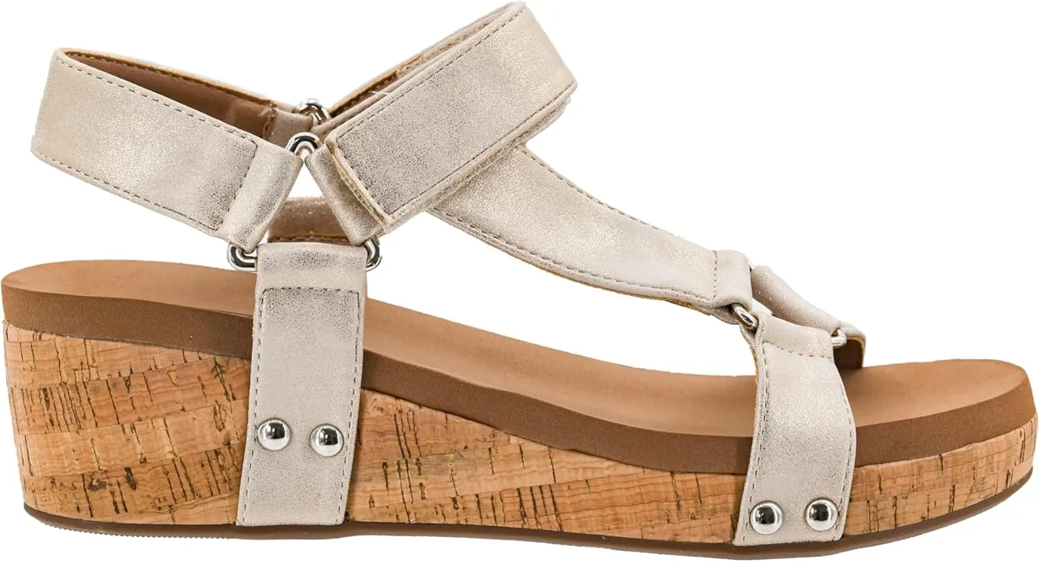Corkys Footwear Women's Dont Tempt Me Strappy 2-Inch Wedge - Featuring Adjustable Comfort Straps, Soft Plush Cushioned Soles for Blissful Steps and All Day Wear