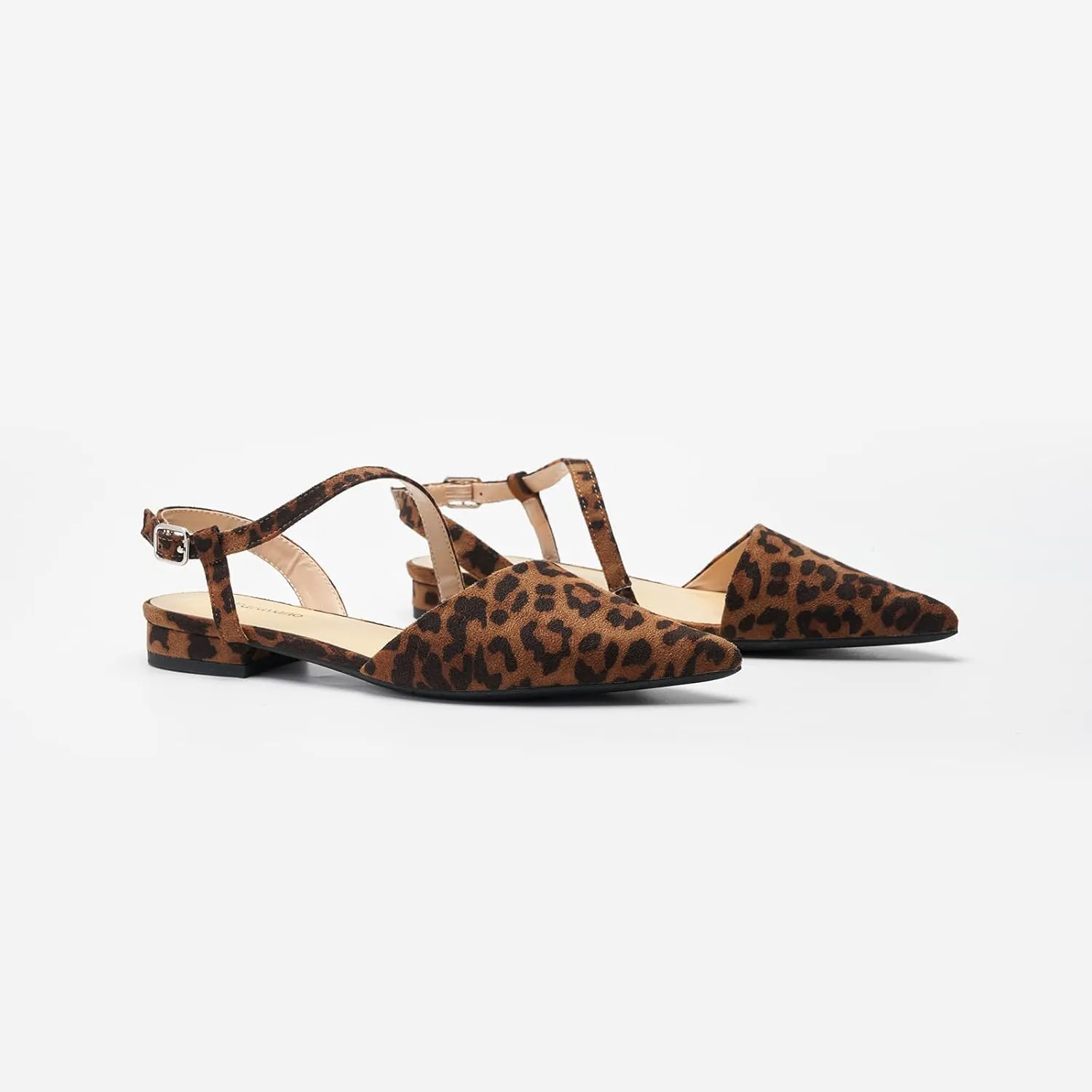C.Paravano Women's Slingback Flats with S-Curve Strap - Crocodile-Embossed Pointed Toe Slip-On Shoes | Adjustable Back Comfortable Flat Sandals
