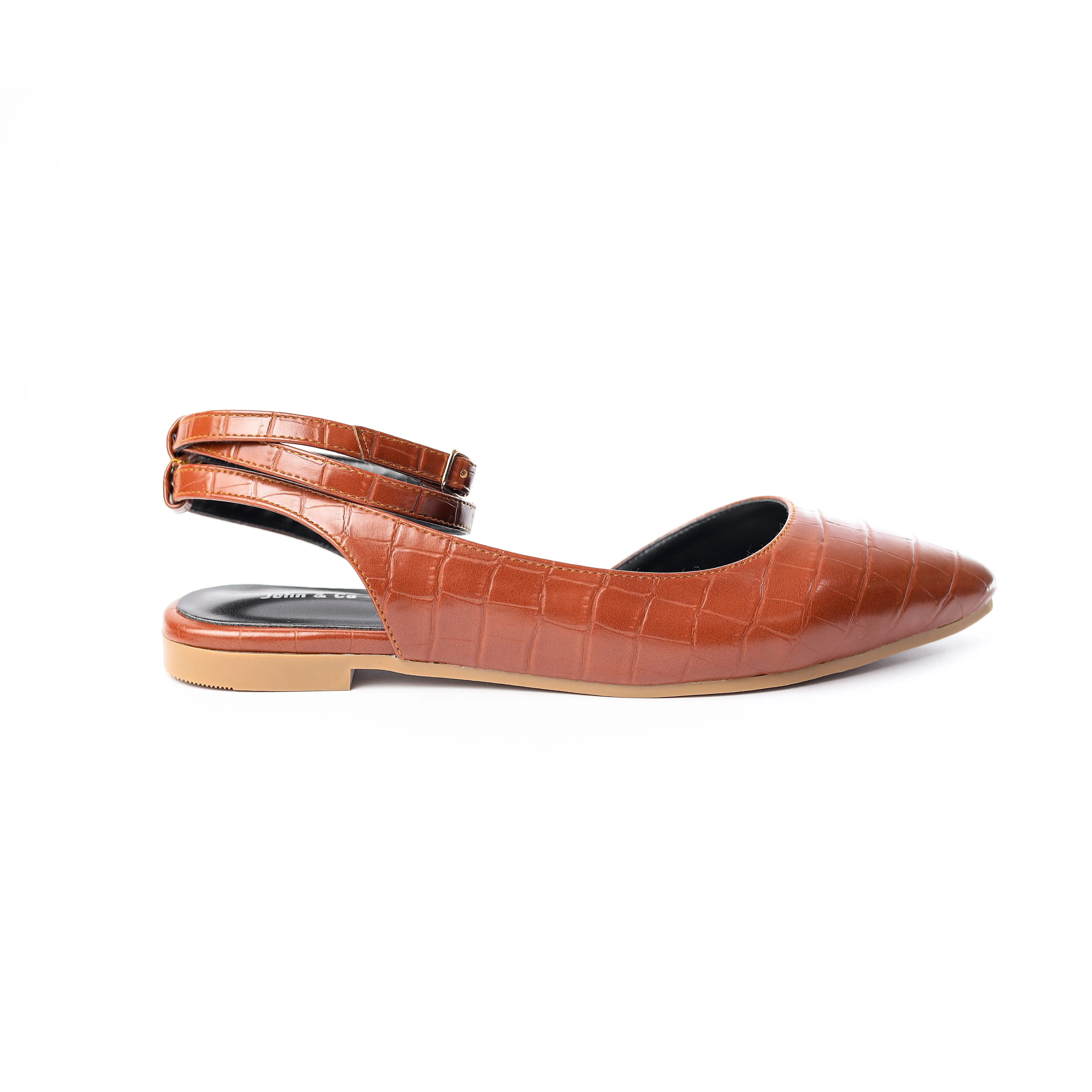 Crocodile-Embossed Ankle Flats