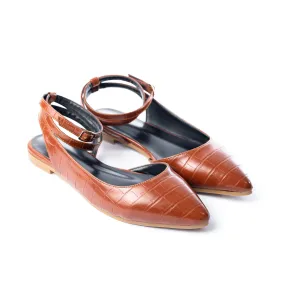 Crocodile-Embossed Ankle Flats