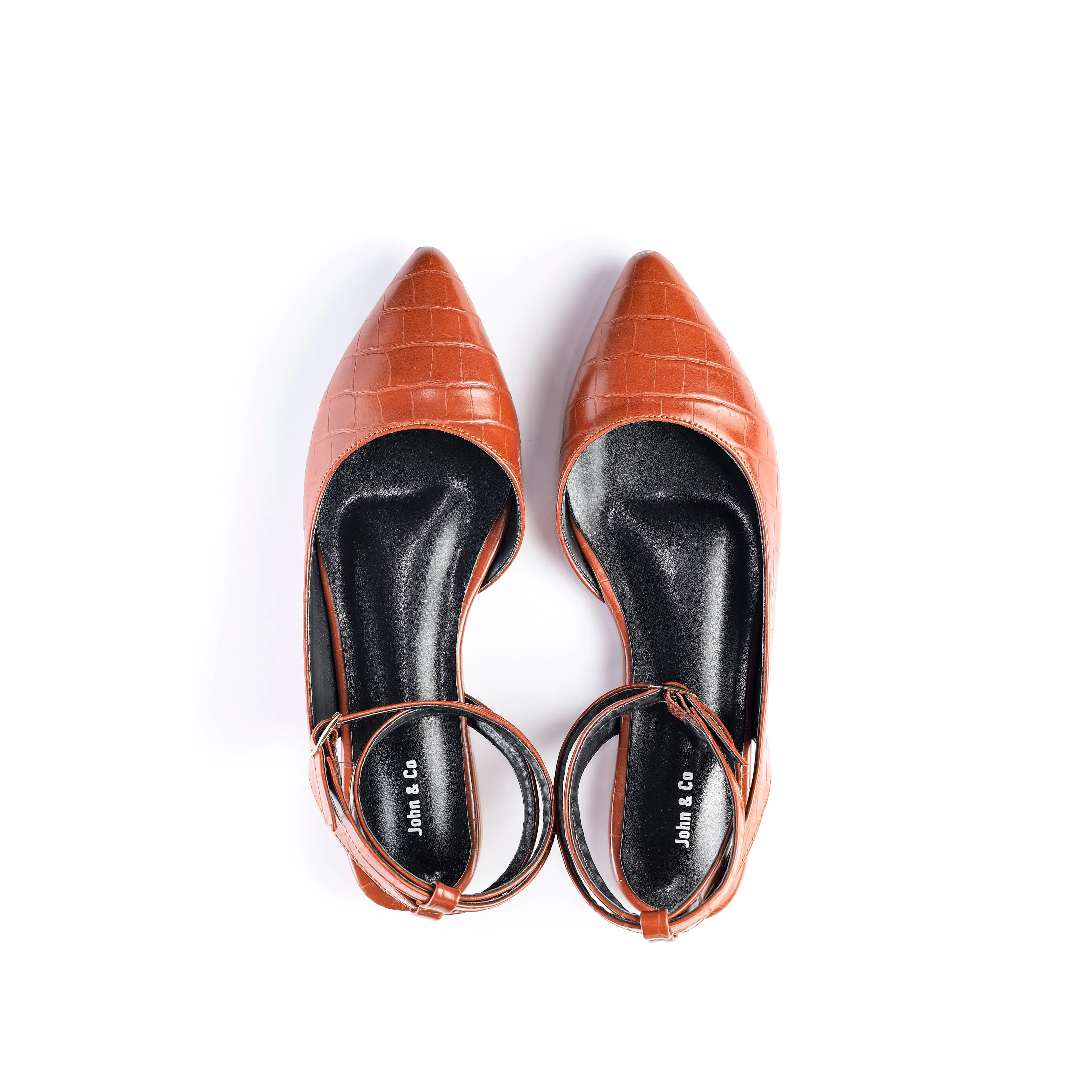 Crocodile-Embossed Ankle Flats
