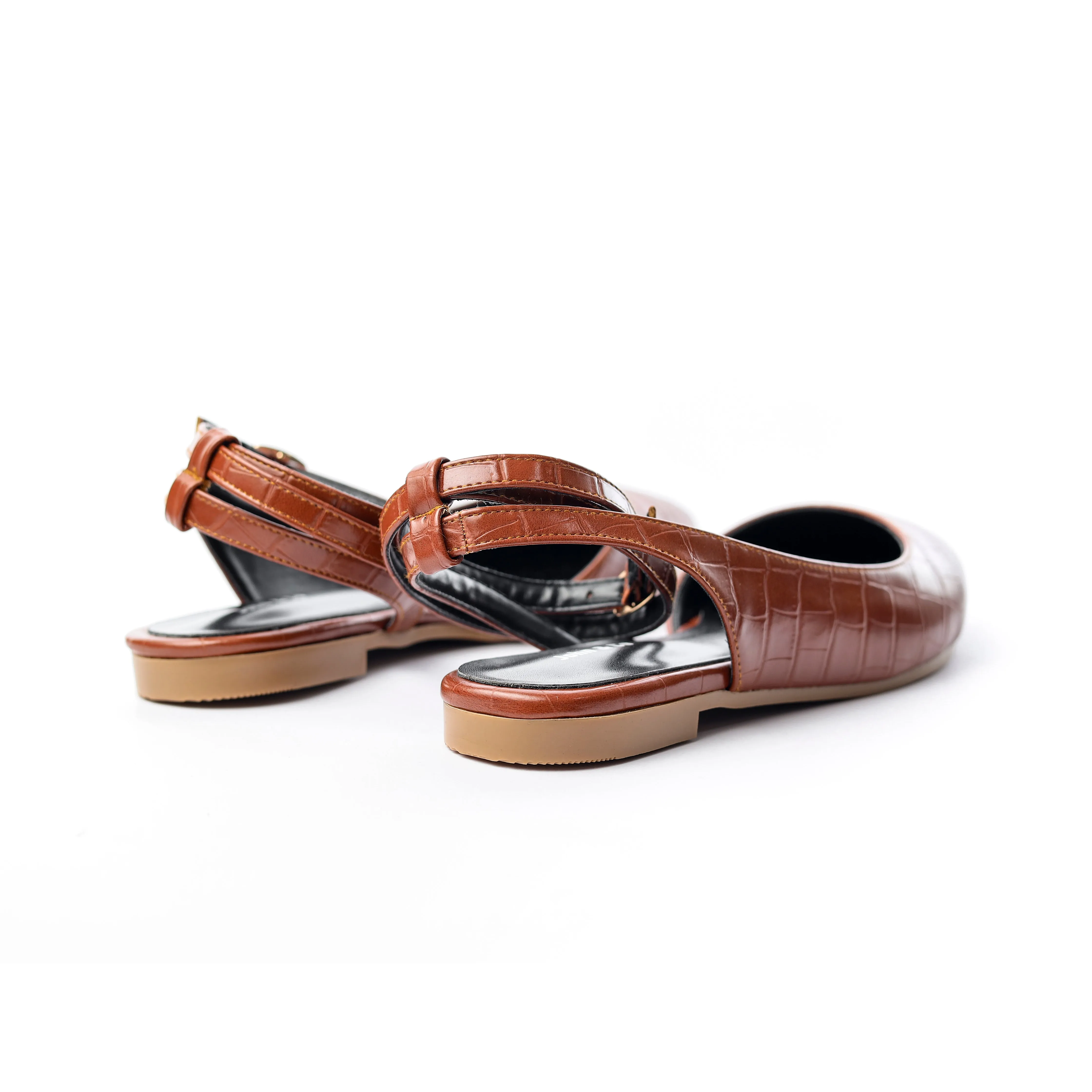 Crocodile-Embossed Ankle Flats