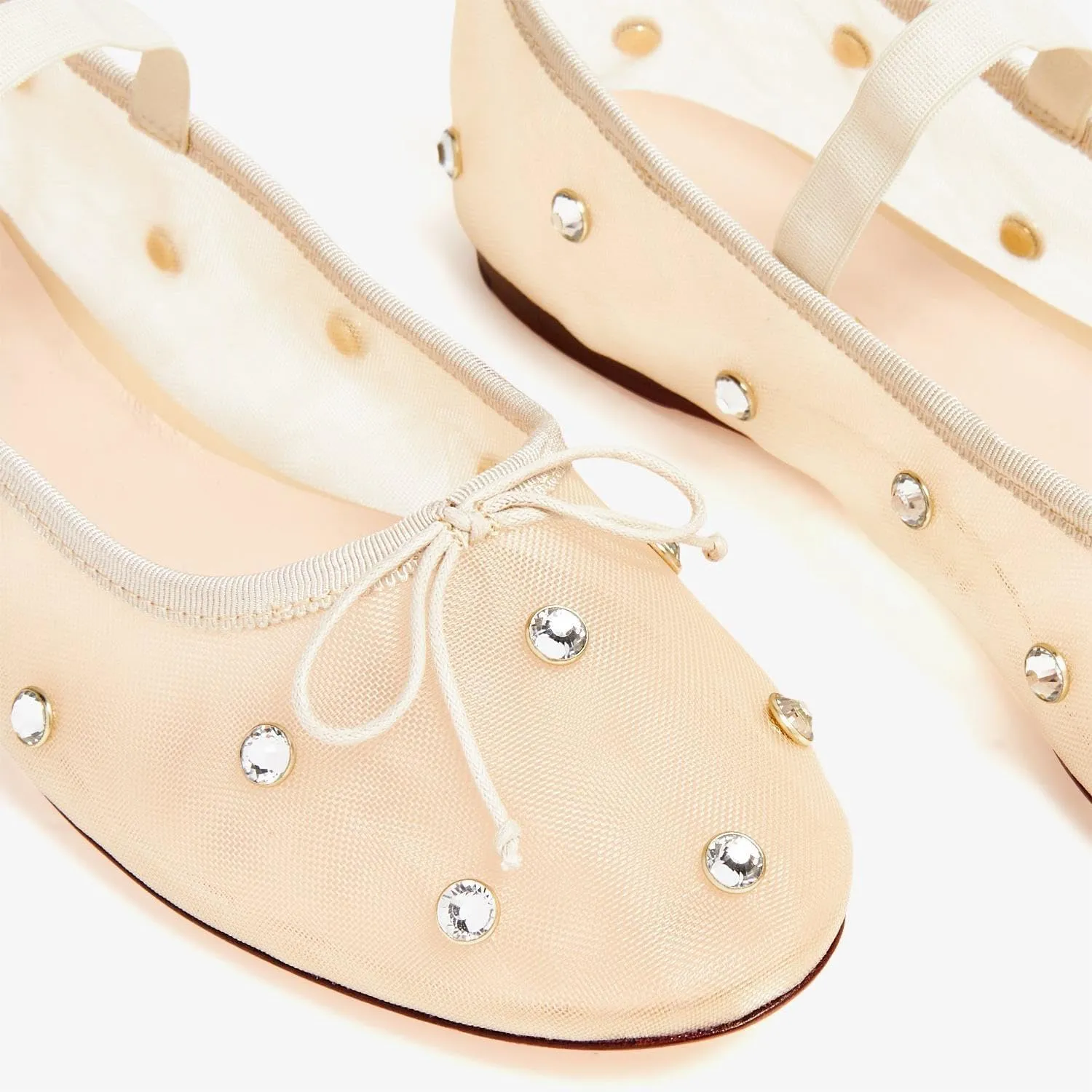 Crystal Mesh Ballet Flats for Women Stretch Band Snip Toe Ballerinas Flats Rhinestone Sparkly Mary Jane Flat Shoes